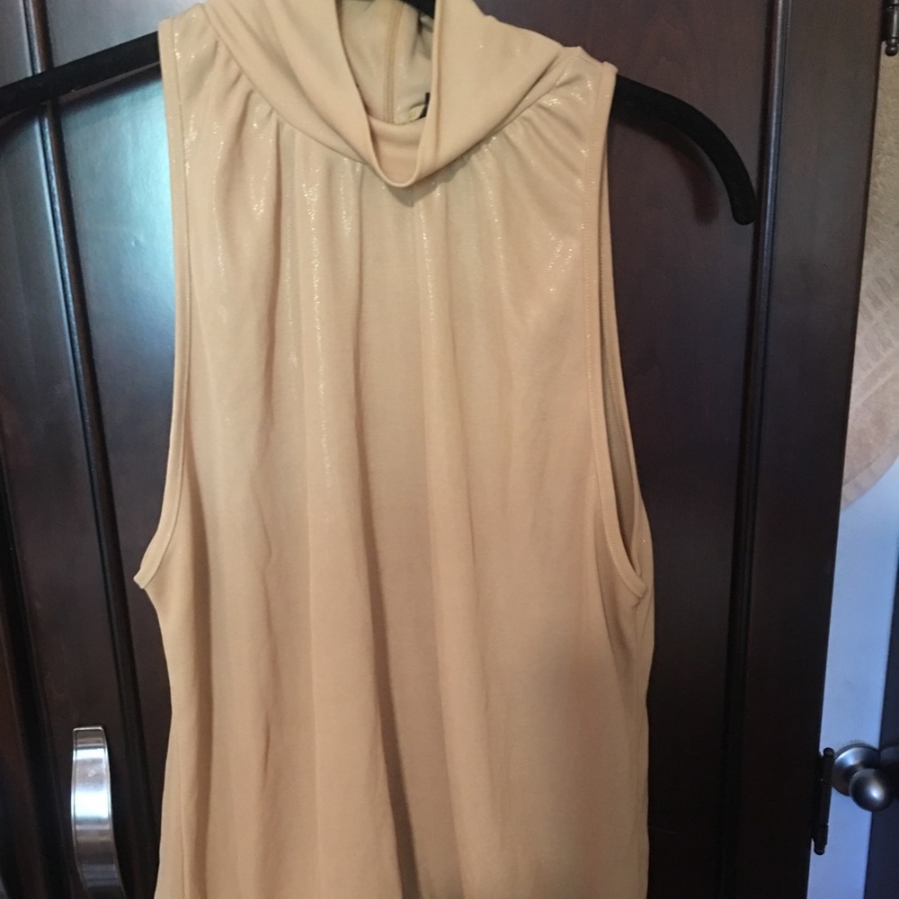 DKNY gold sleeveless turtleneck